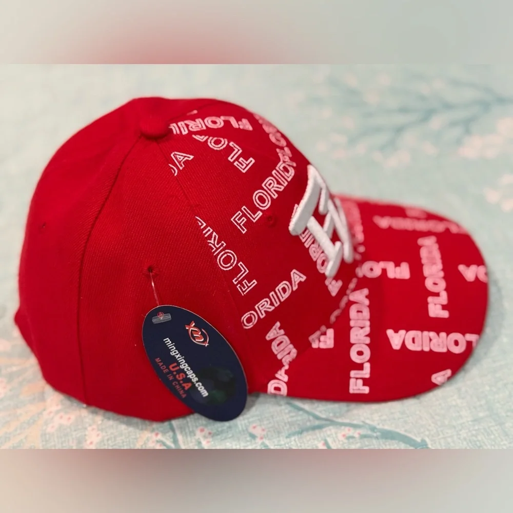 NWT Red Florida Cap with White Lettering